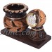  Pen Stand With Clock Dark Brown Antique Wooden Desktop Accessories   332763387675